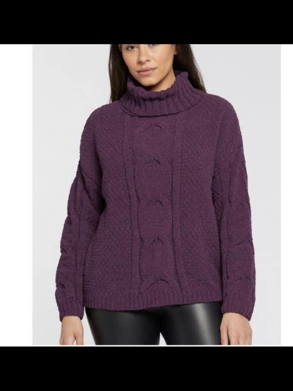 Seven7 Purple Cowl Neck Sweater Large